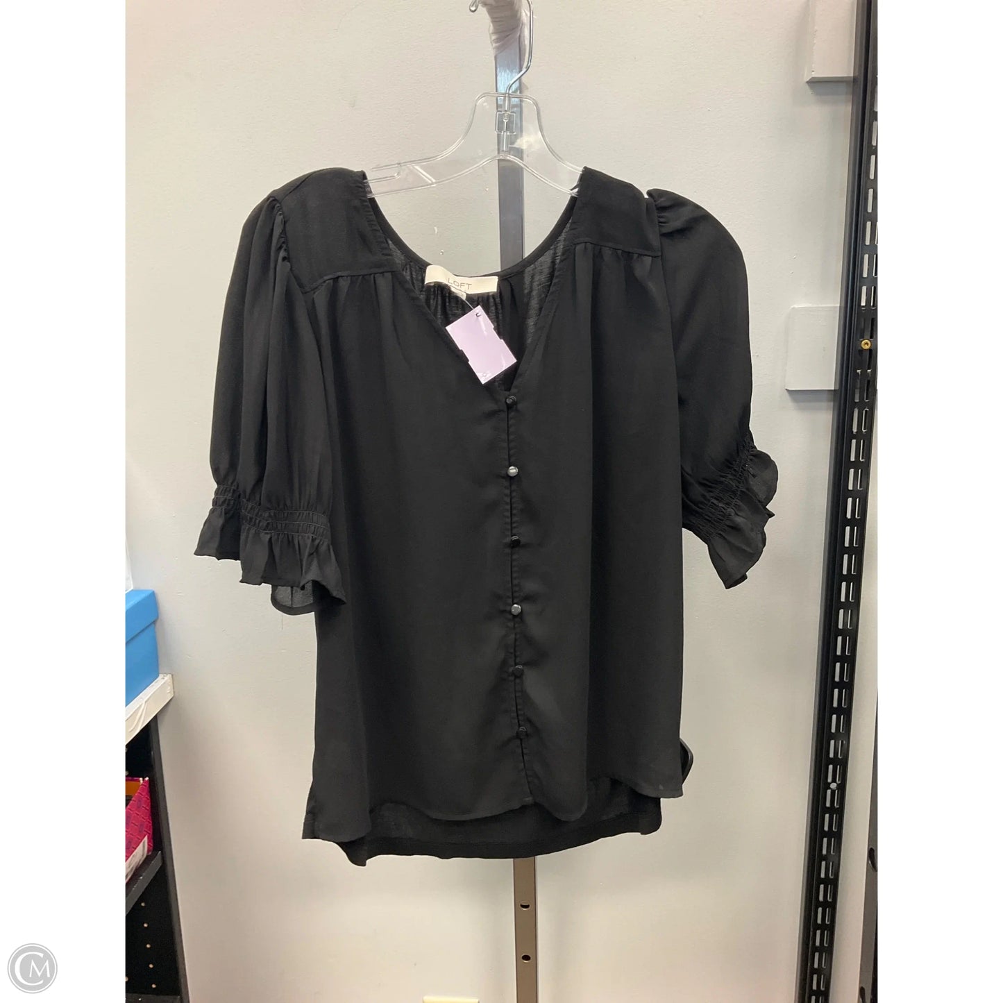 Top Short Sleeve By Loft In Black, Size: Xs
