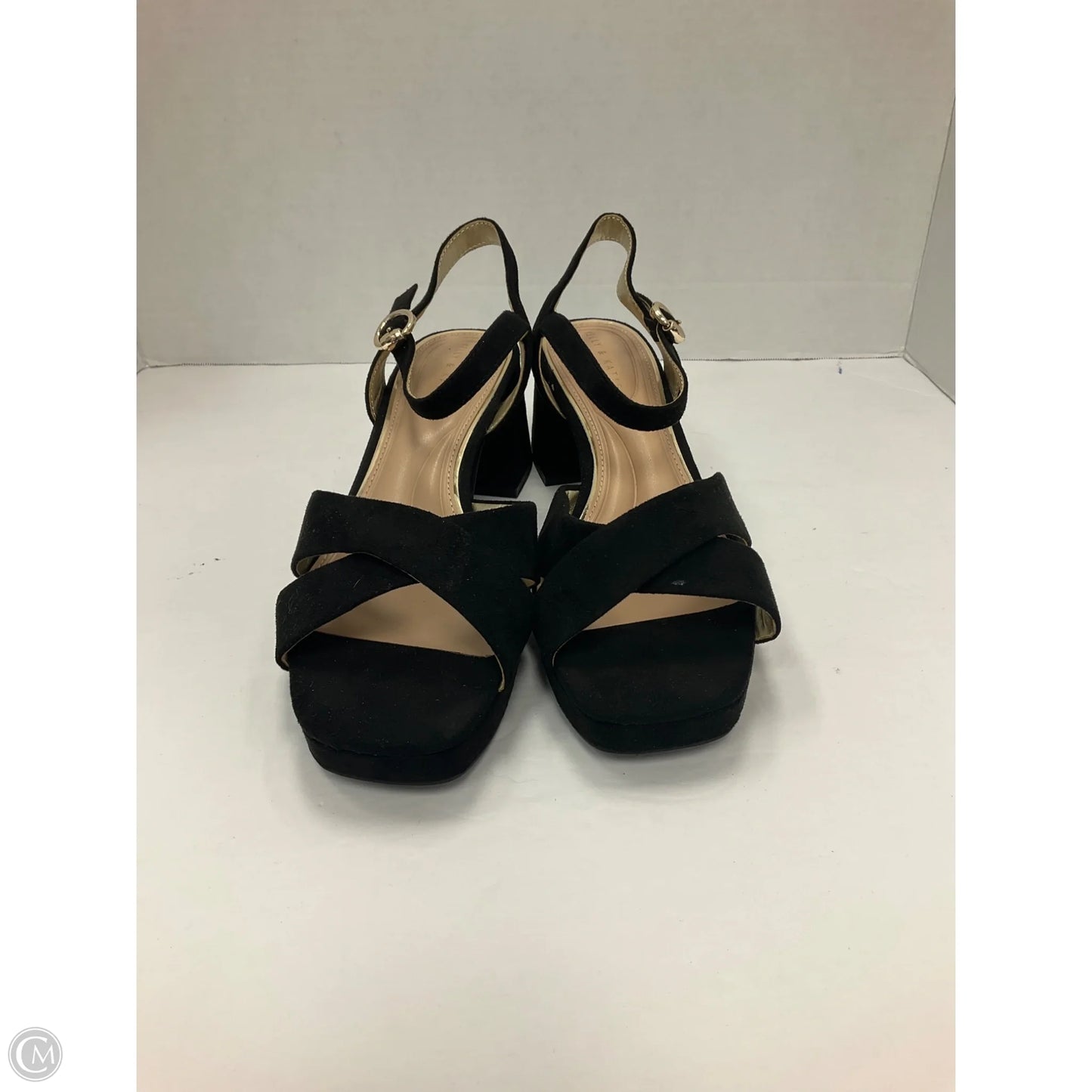 Sandals Heels Block By Kelly And Katie In Black, Size: 7.5
