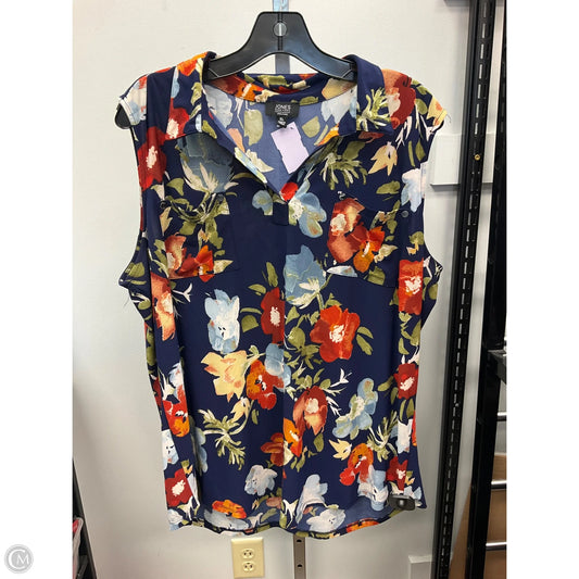 Top Sleeveless By Jones And Co In Blue & Brown, Size: Xl