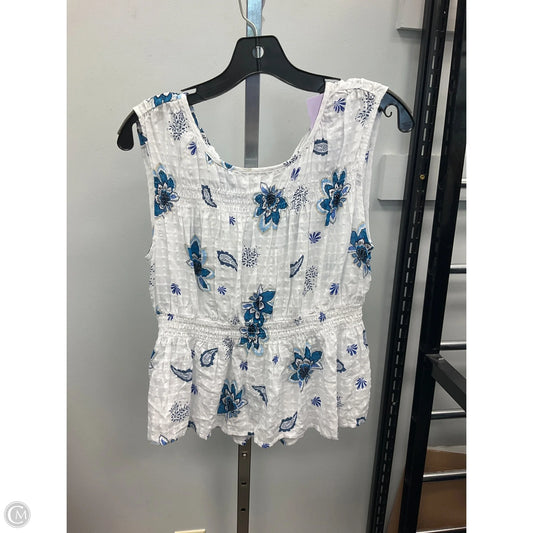 Top Sleeveless By Loft In Blue & White, Size: M