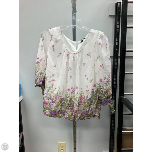 Top 3/4 Sleeve By Sara Michelle In Floral Print, Size: L