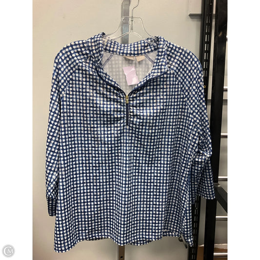 Top 3/4 Sleeve By Chicos In Blue & White, Size: L