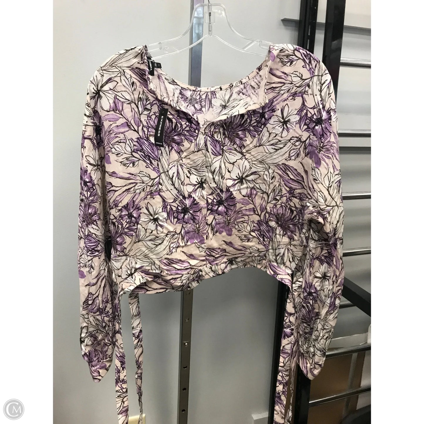 Top Long Sleeve By Express In Floral Print, Size: S