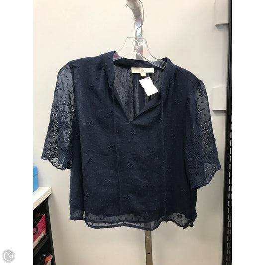 Top Short Sleeve By Loft In Navy, Size: Sp