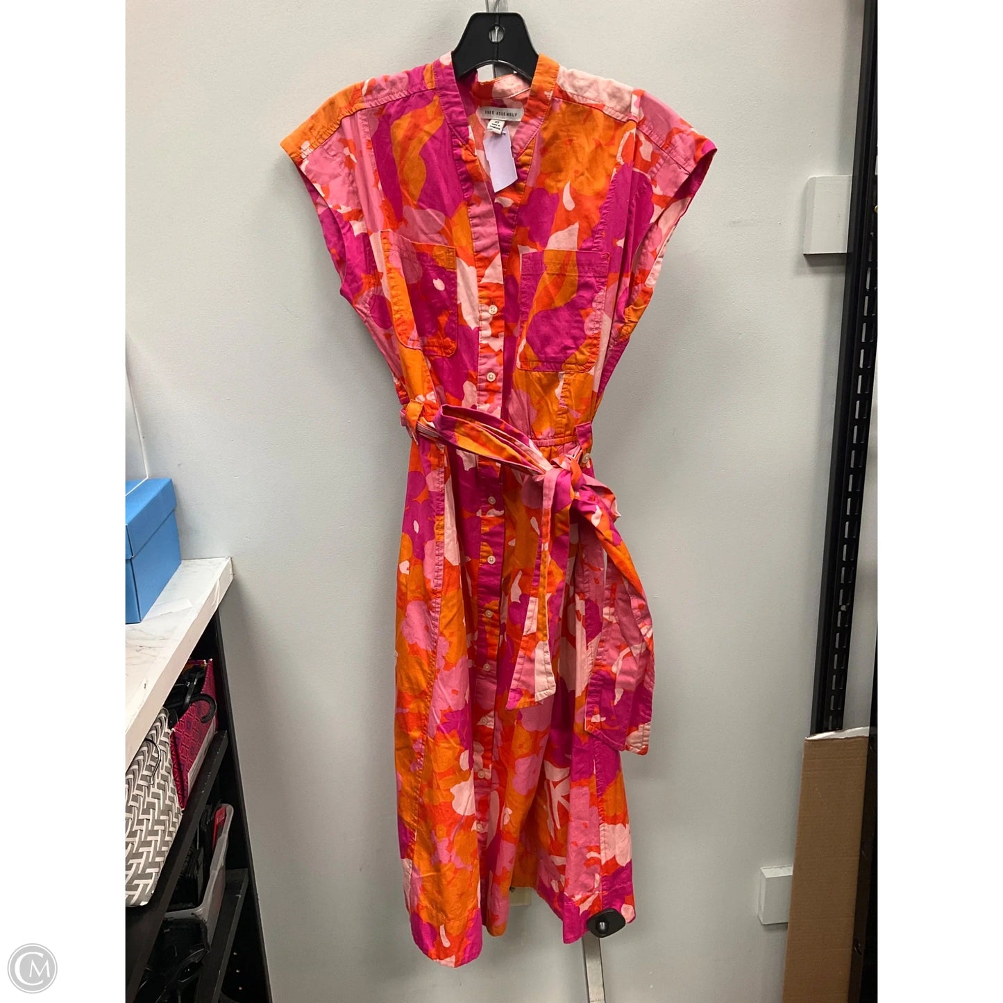 Dress Casual Midi By Free Assembly In Orange & Pink, Size: Xs