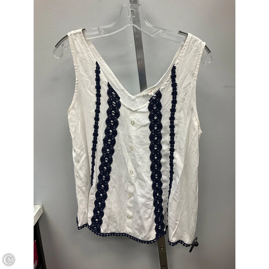 Top Sleeveless By Mine In Blue & White, Size: L