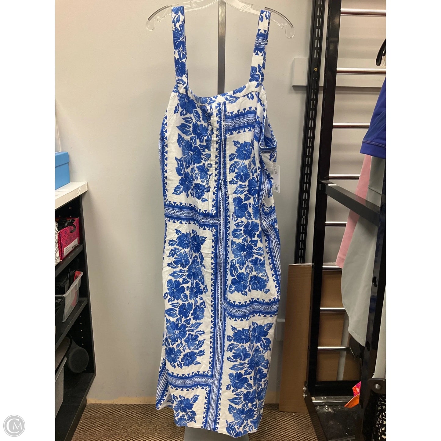 Dress Casual Midi By Sonoma In Blue & White, Size: 2x