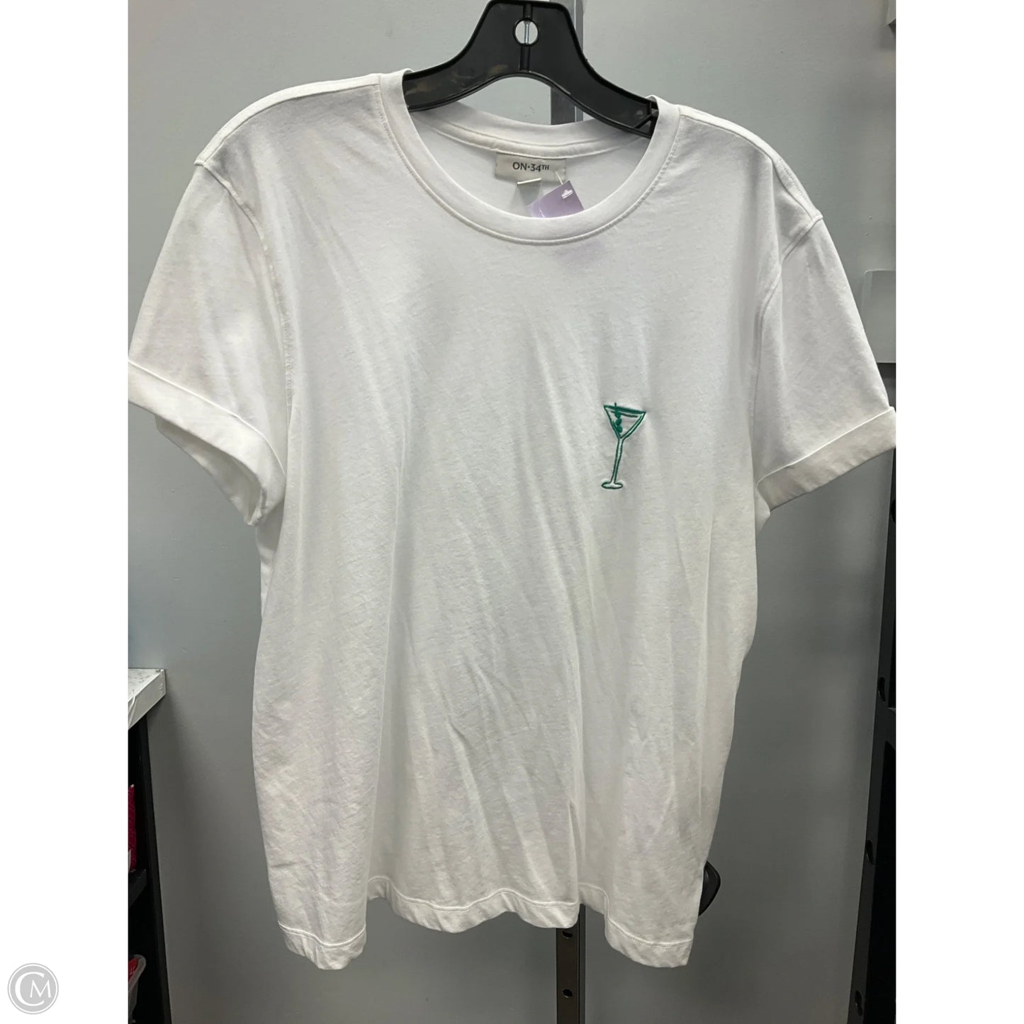 Top Short Sleeve Basic By On 34th In White, Size: L