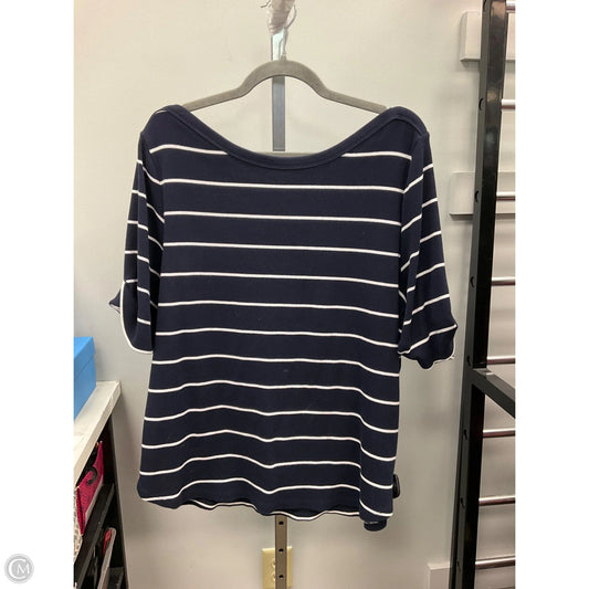 Top Short Sleeve By Talbots In Blue & White, Size: 3x