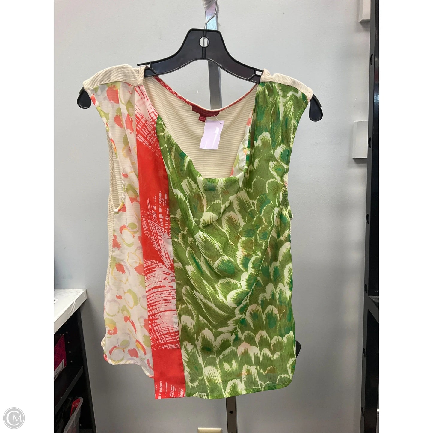 Top Sleeveless By One September In Cream & Green, Size: S