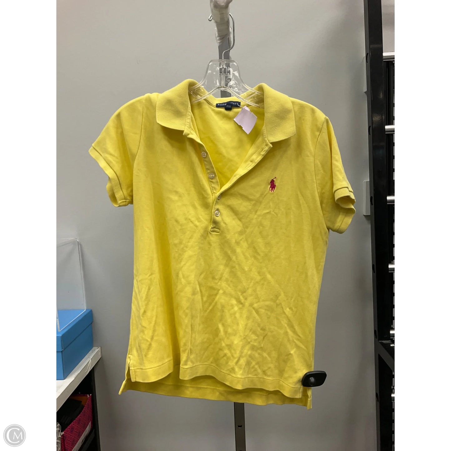 Top Short Sleeve By Ralph Lauren Blue Label In Yellow, Size: L