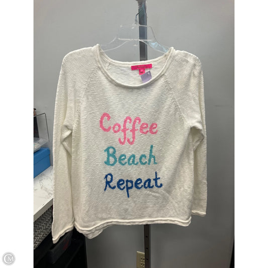 Sweater Cardigan Designer By Lilly Pulitzer In Cream, Size: L