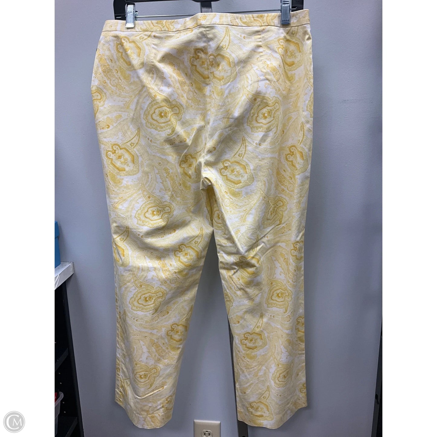 Pants Cropped By J. Crew In White & Yellow, Size: 8