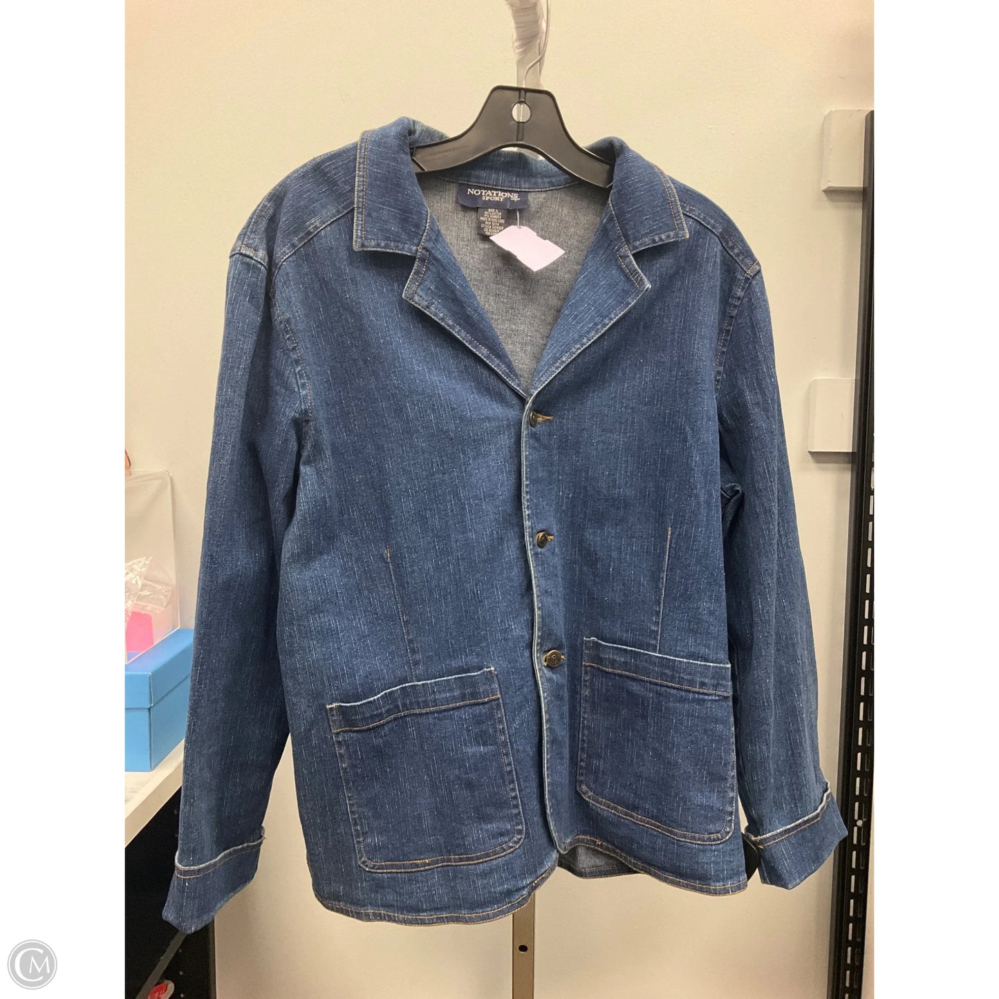 Blazer By Notations In Blue Denim, Size: L