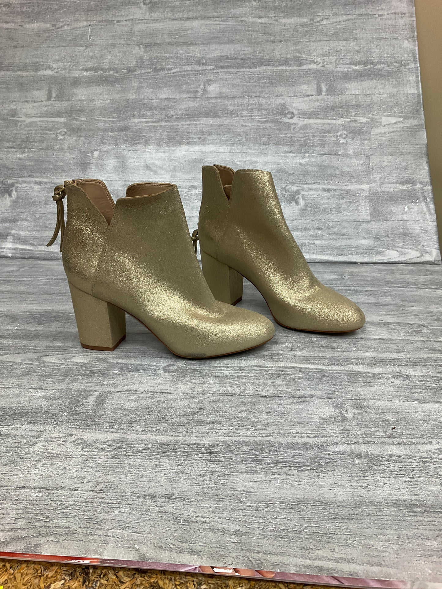 Boots Ankle Heels By Aldo In Gold, Size: 7.5