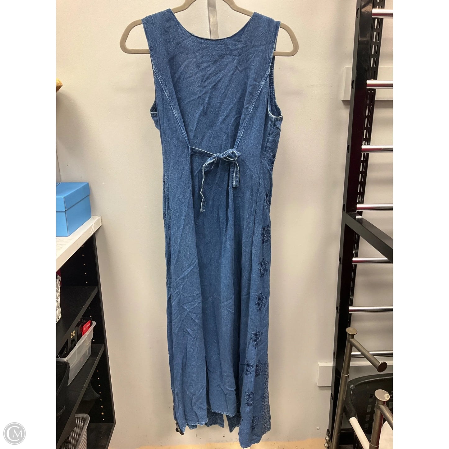 Dress Casual Midi By Cmc In Blue Denim, Size: L