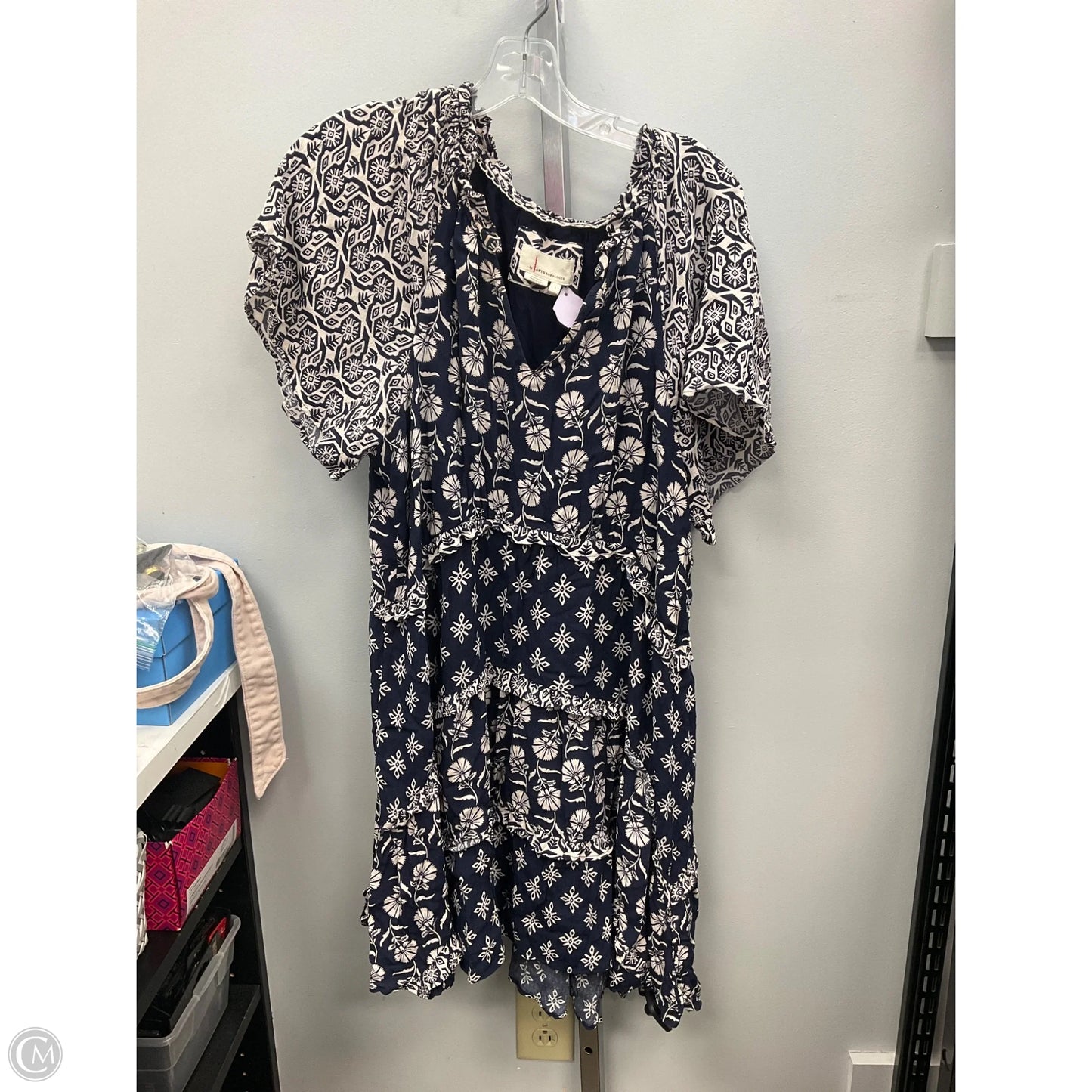 Dress Casual Short By Anthropologie In Blue & White, Size: L