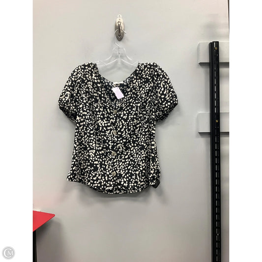 Top Short Sleeve By Everly In Black & Cream, Size: S