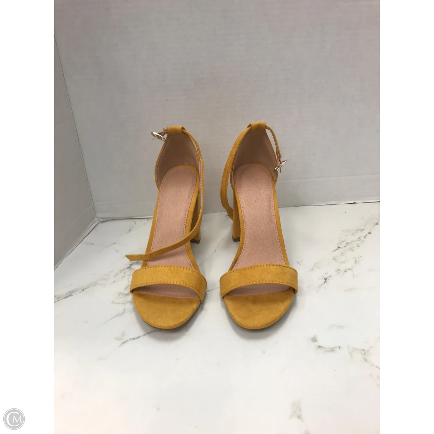 Sandals Heels Block By Charlotte Russe In Yellow, Size: 7