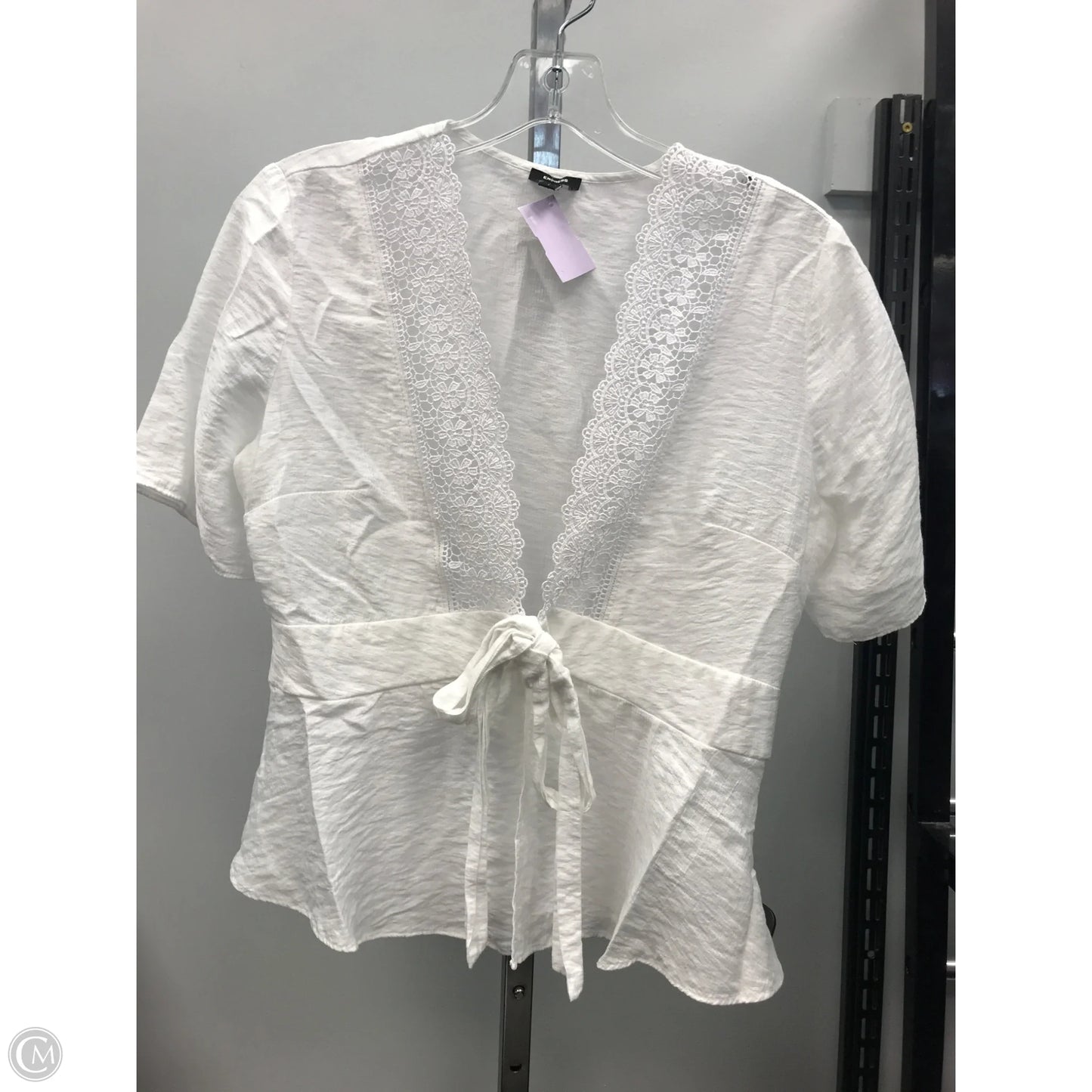 Top Short Sleeve By Express In White, Size: S