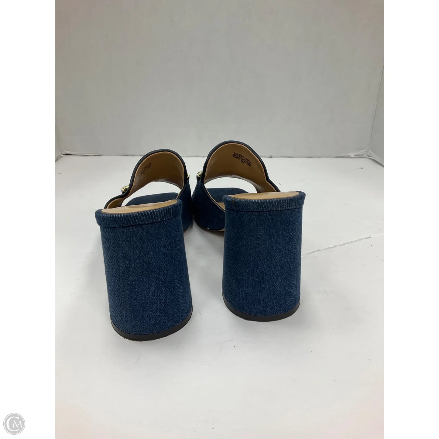 Sandals Heels Block By Ann Taylor In Blue Denim, Size: