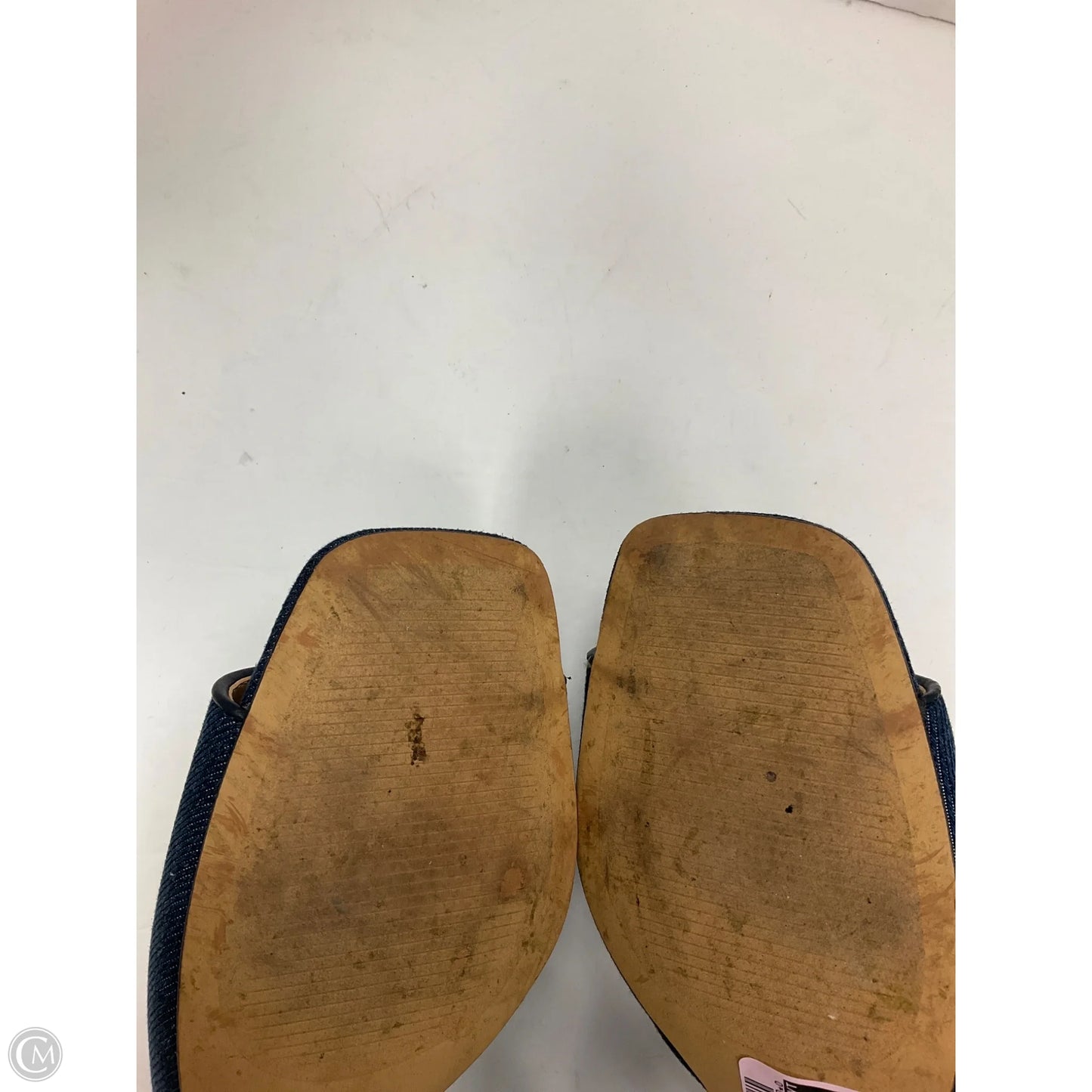 Sandals Heels Block By Ann Taylor In Blue Denim, Size:
