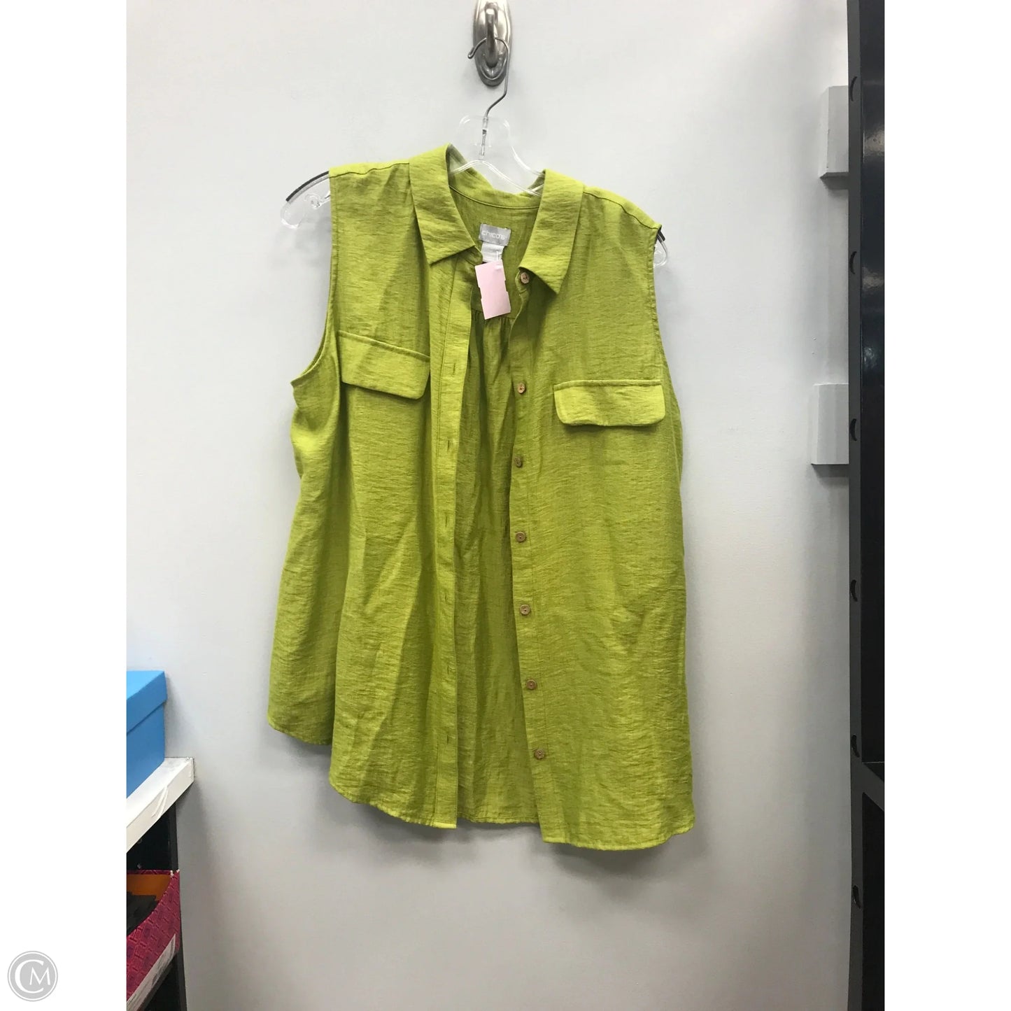 Top Sleeveless By Chicos In Green, Size: L