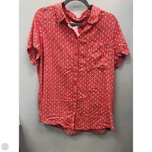 Top Short Sleeve By Croft And Barrow In Red & White, Size: Xxl