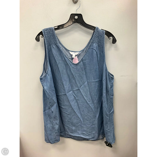 Top Sleeveless By Time And Tru In Blue Denim, Size: L