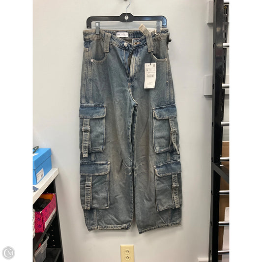 Jeans Wide Leg By Zara In Blue Denim, Size: 4