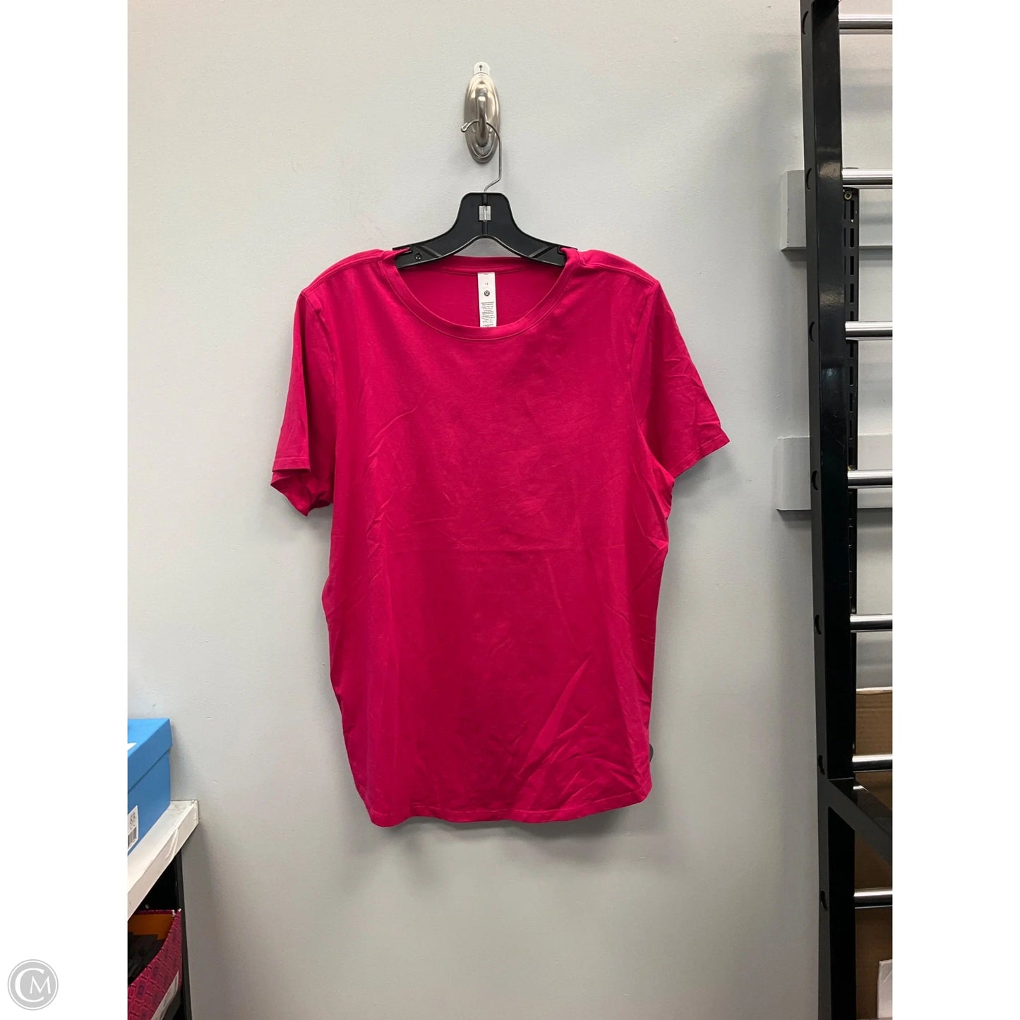 Athletic Top Short Sleeve By Lululemon In Pink, Size: 12