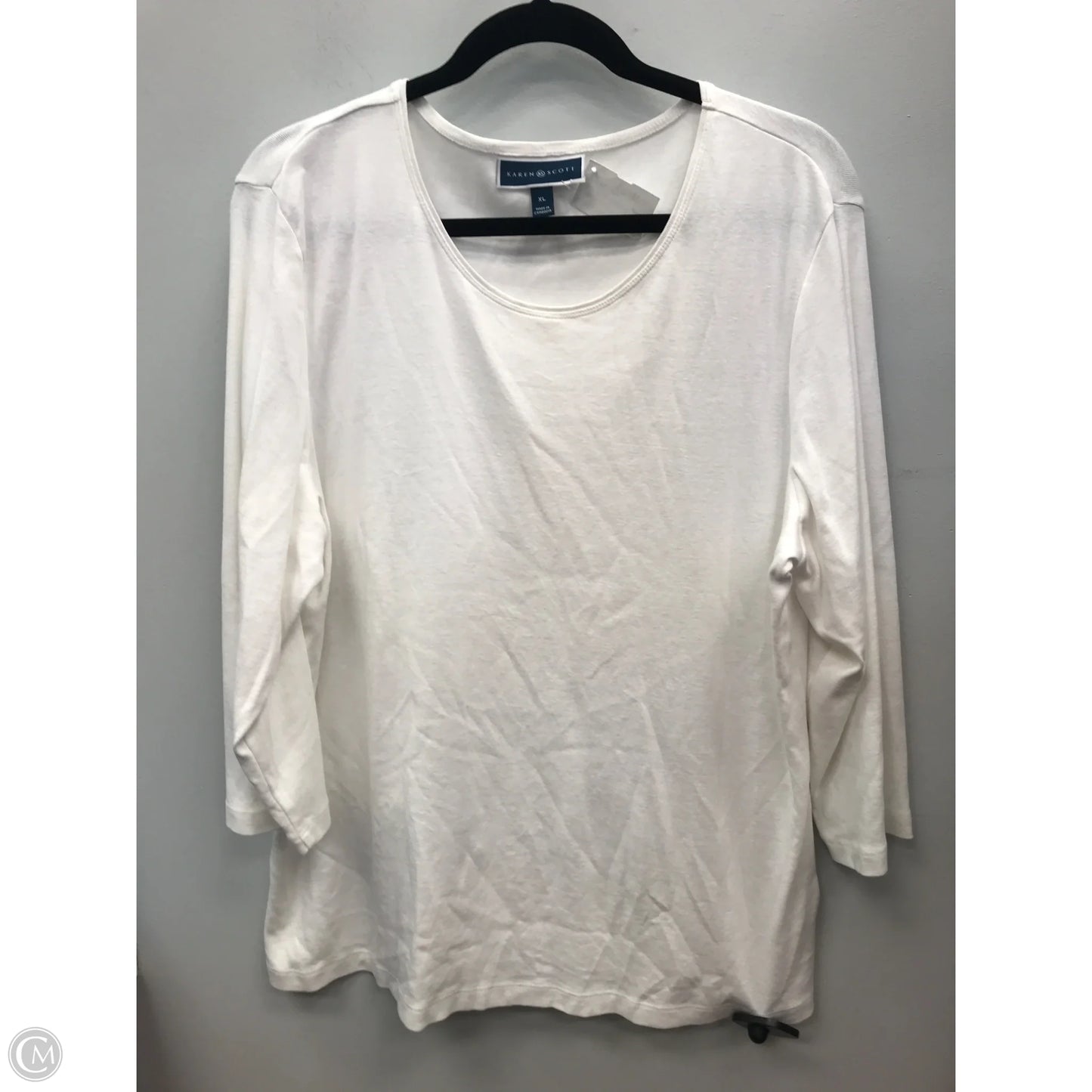 Top 3/4 Sleeve By Karen Scott In White, Size: Xl