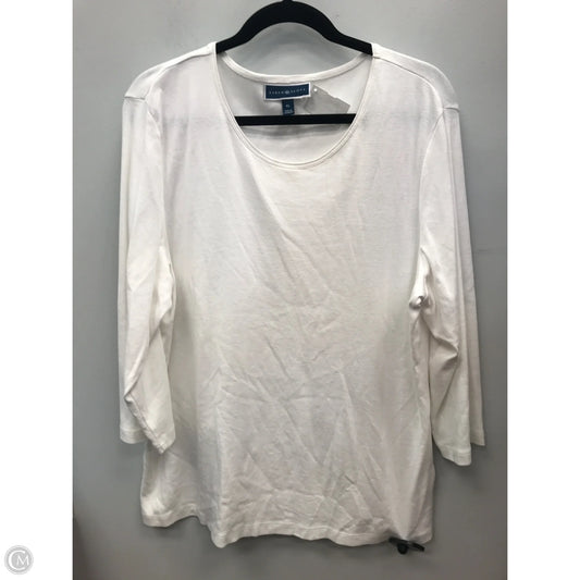 Top 3/4 Sleeve By Karen Scott In White, Size: Xl