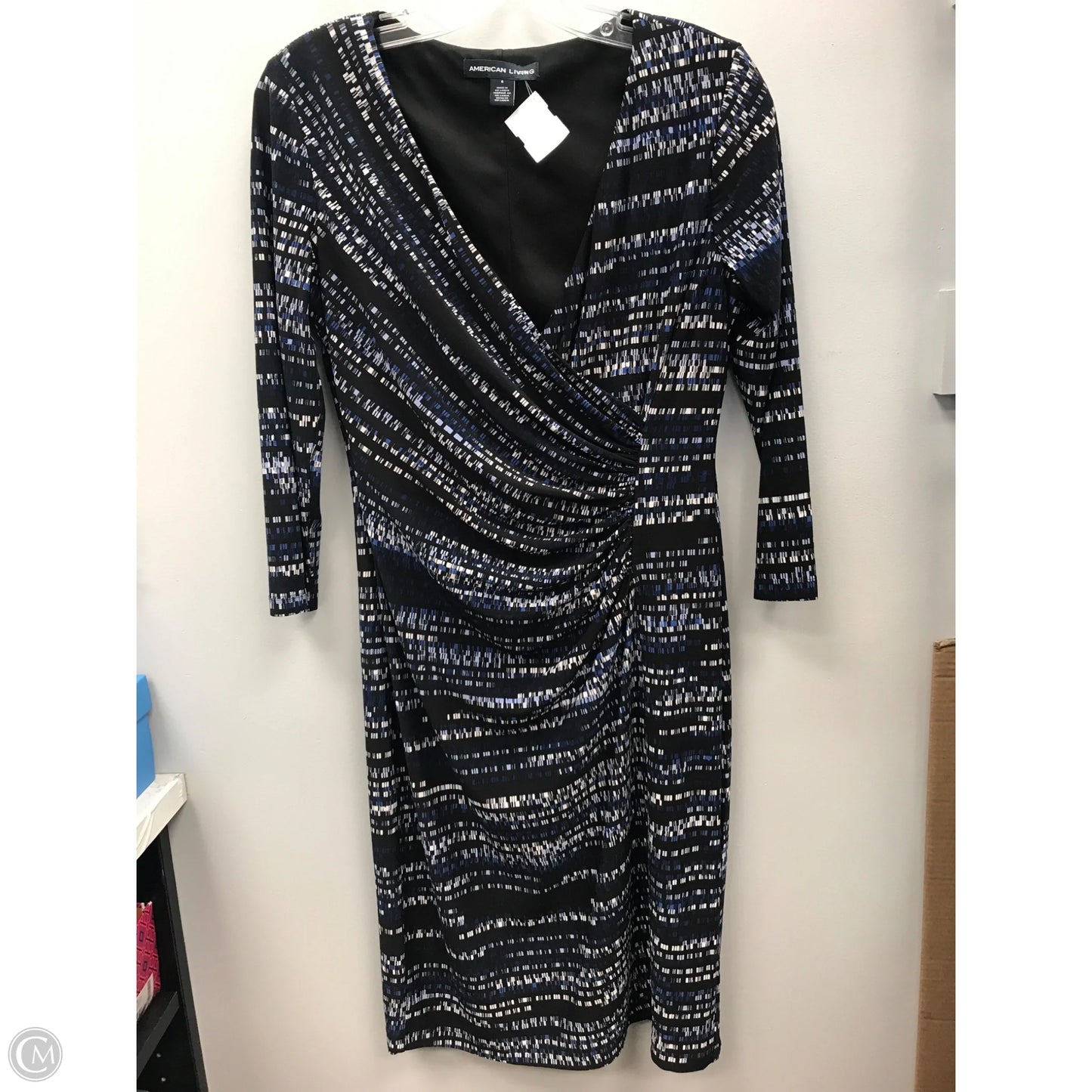 Dress Casual Midi By American Living In Black & Blue, Size: 6