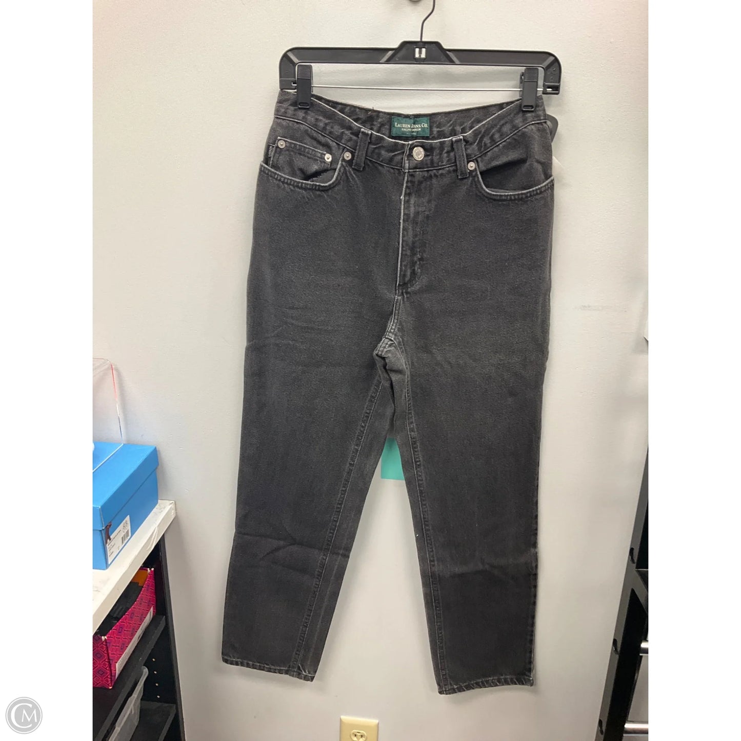 Jeans Straight By Lauren By Ralph Lauren In Black Denim, Size: 10p