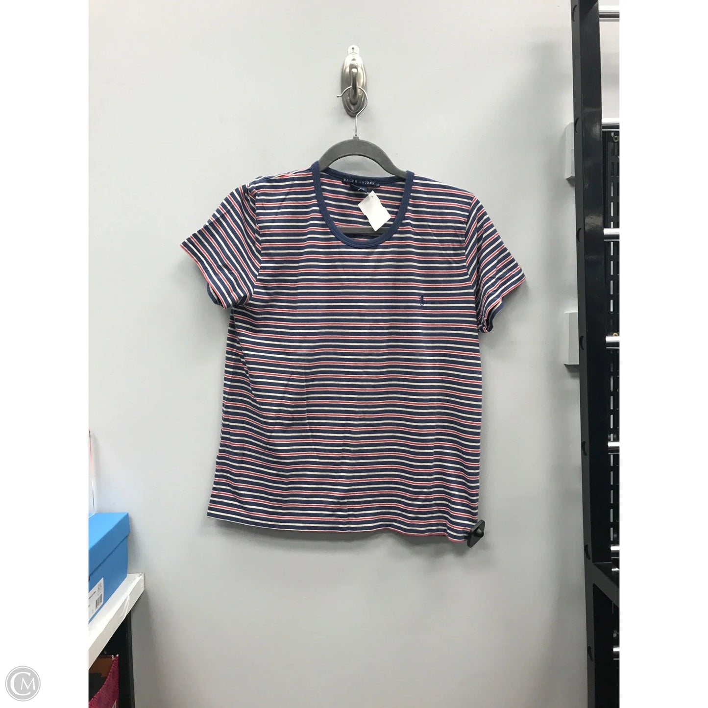 Top Short Sleeve Basic By Ralph Lauren In Striped Pattern, Size: Xl