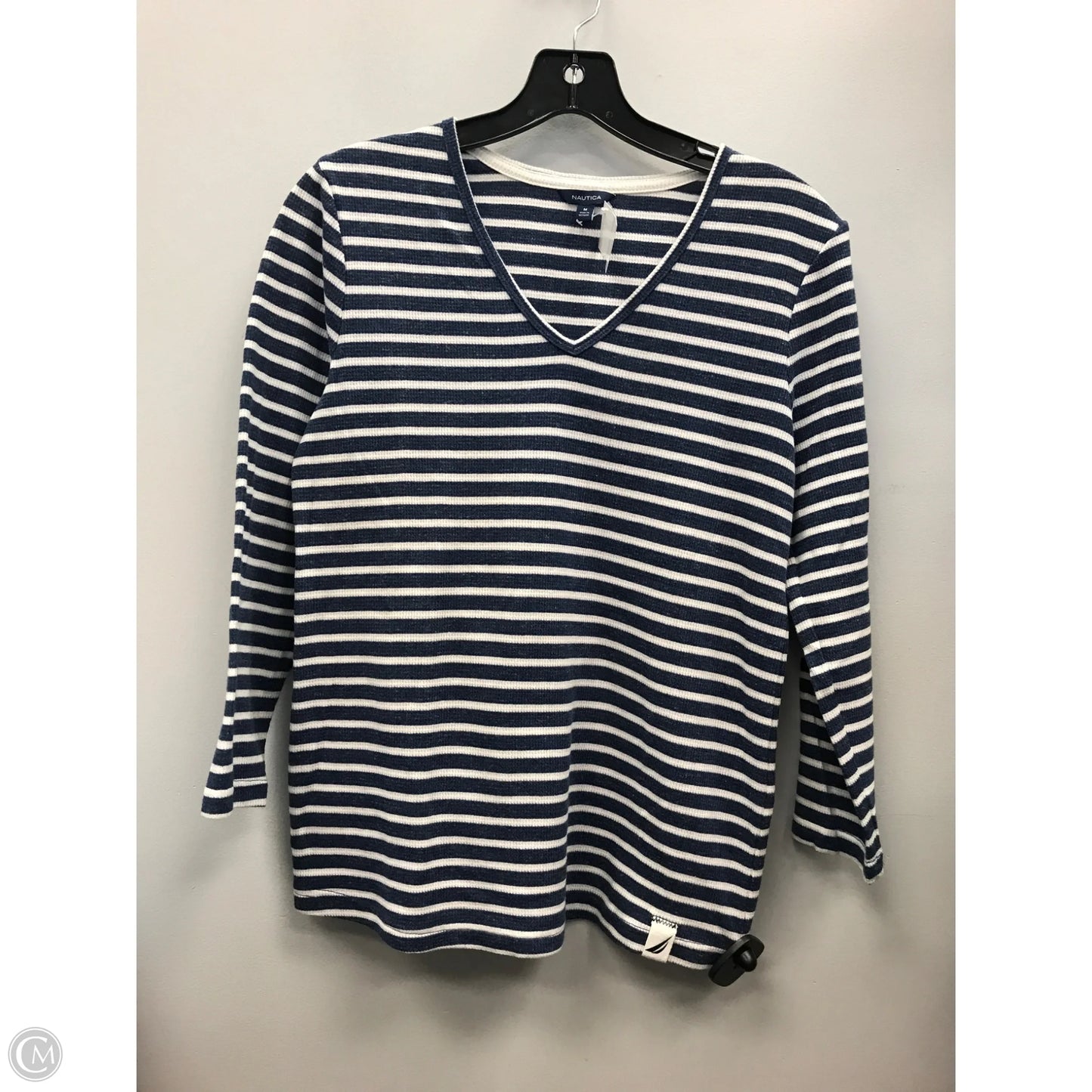 Top Long Sleeve Basic By Nautica In Striped Pattern, Size: M