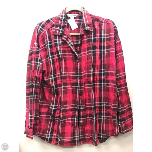 Top Long Sleeve By Old Navy In Plaid Pattern, Size: L
