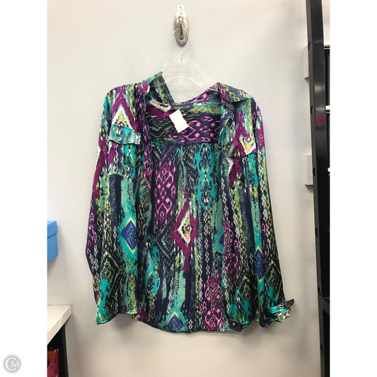 Top Long Sleeve By Jones New York In Multi-colored, Size: L