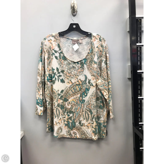 Top 3/4 Sleeve By Chicos In Multi-colored, Size: Xl