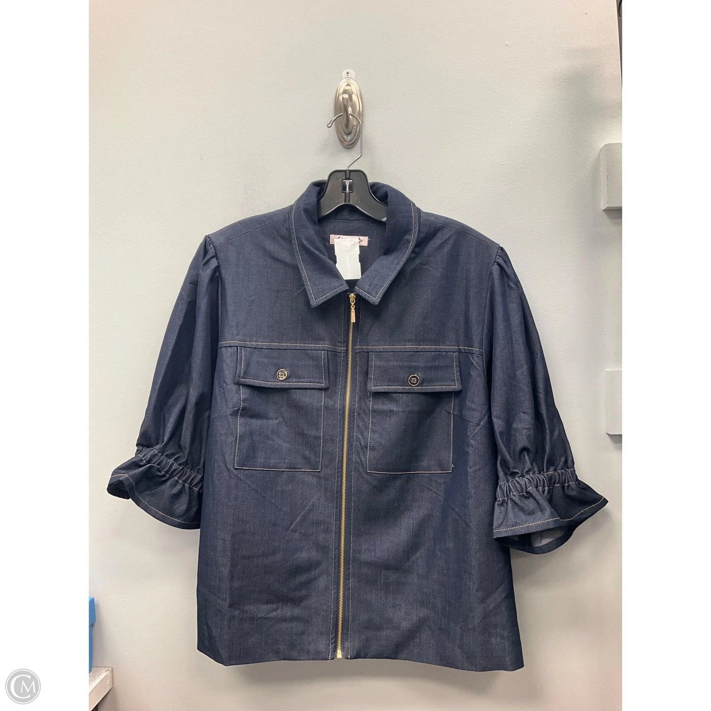 Top Short Sleeve By Nanette By Nanette Lepore In Blue Denim, Size: Xl