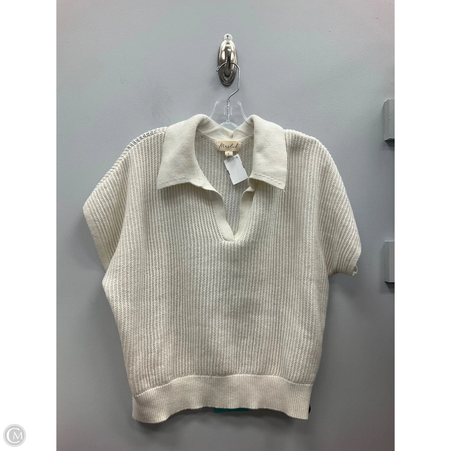 Sweater Short Sleeve By Marled In Cream, Size: L