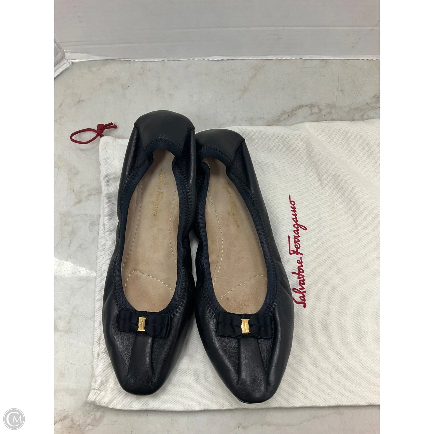 Shoes Luxury Designer By Ferragamo In Black, Size: 9
