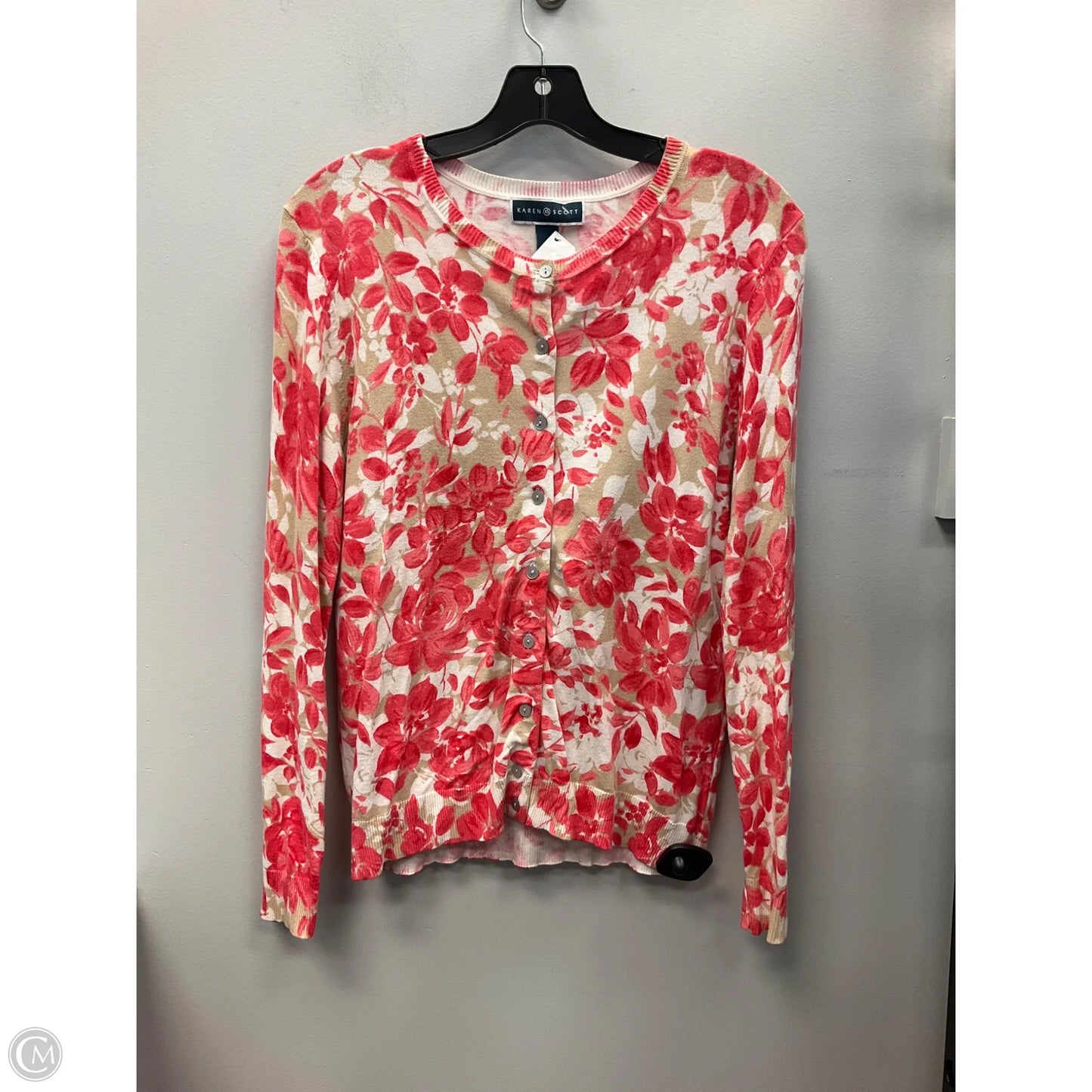 Cardigan By Karen Scott In Floral Print, Size: M