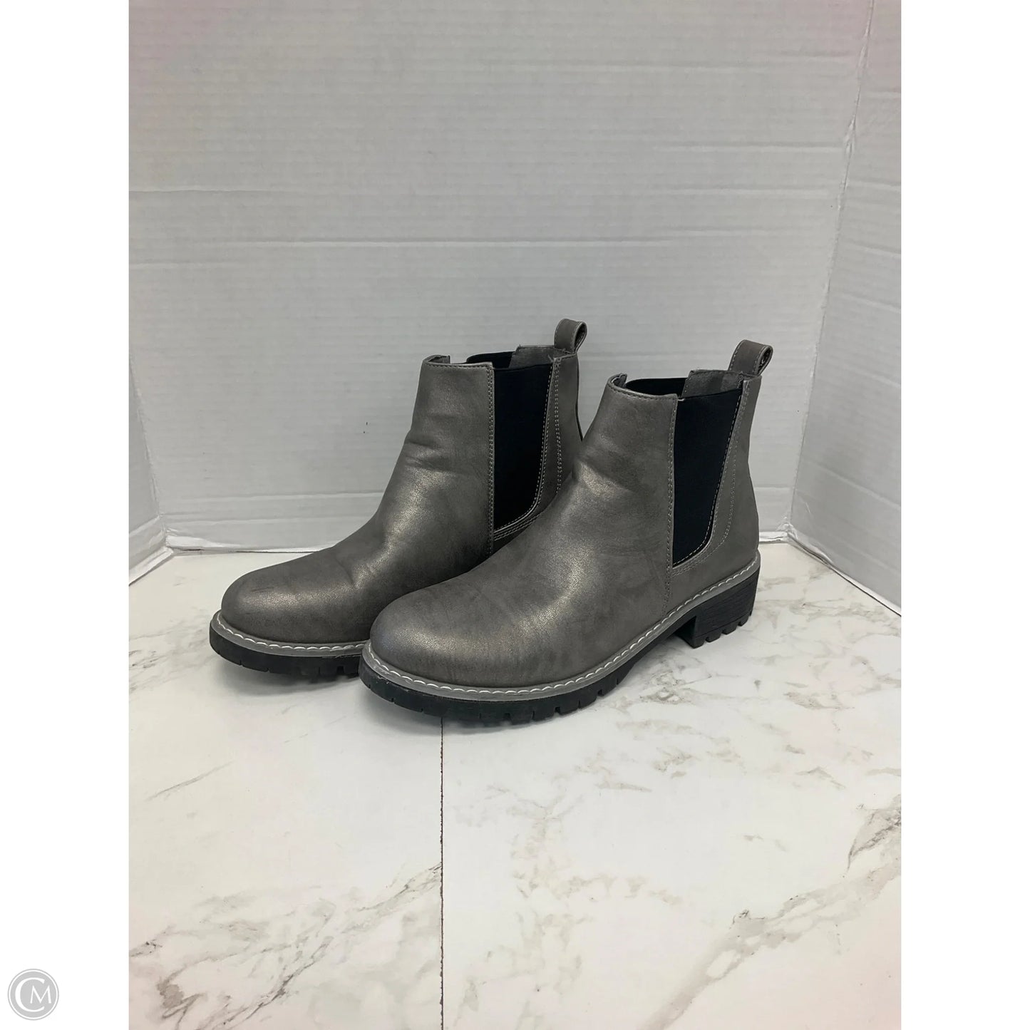 Boots Ankle Flats By Seven 7 In Silver, Size: 11