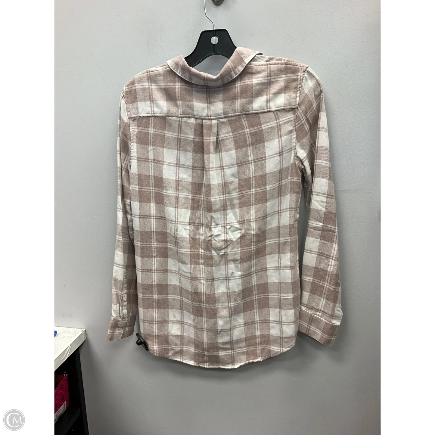 Top Long Sleeve By Banana Republic In Plaid Pattern, Size: Xs