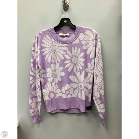 Top Long Sleeve By Loft In Purple & White, Size: Xs