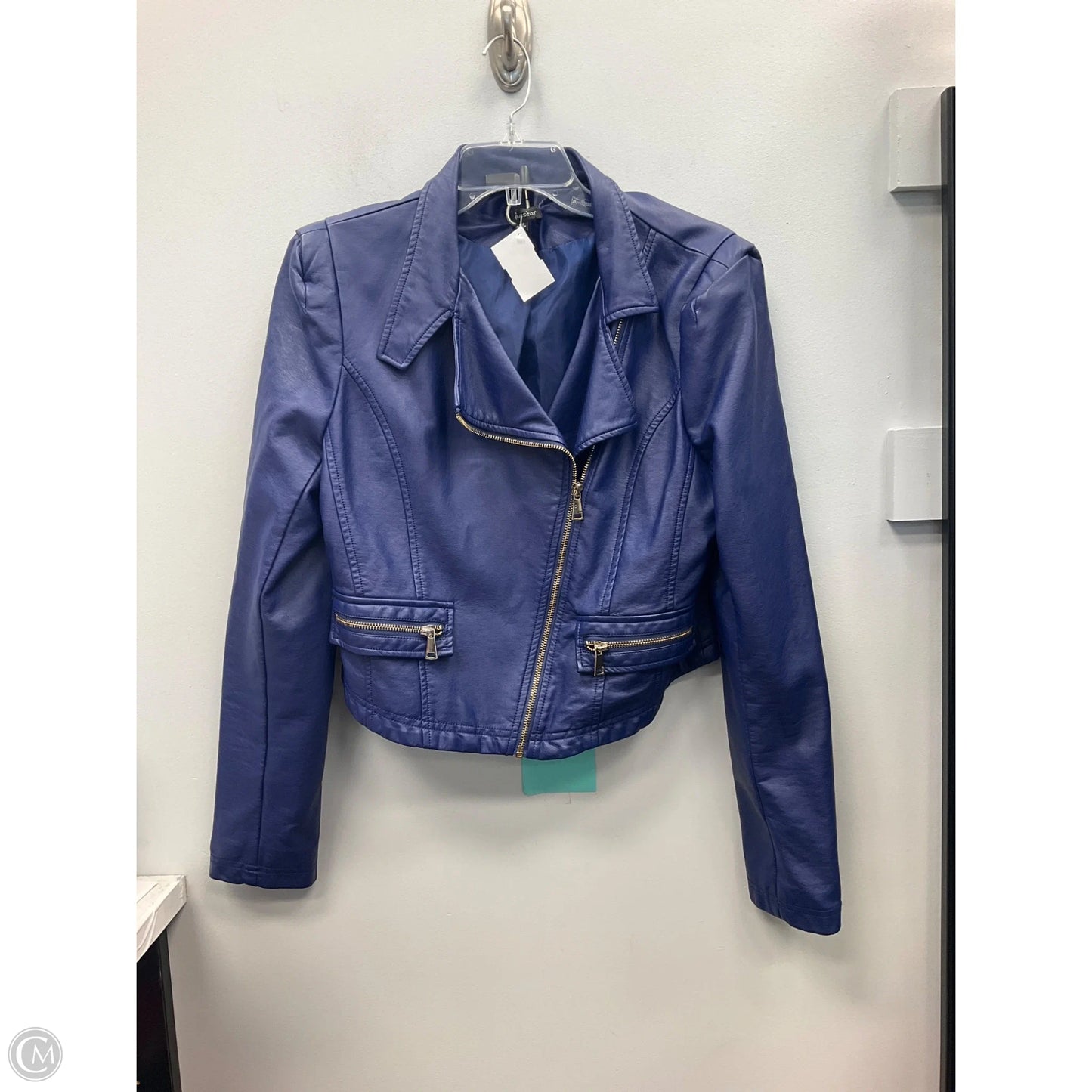 Jacket Moto By Shinestar In Blue, Size: L