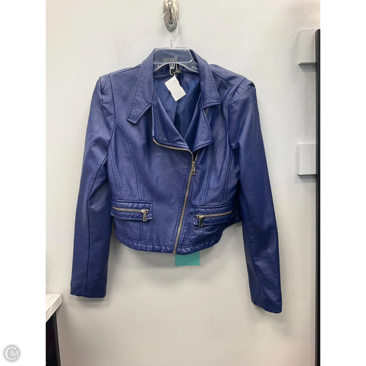 Jacket Moto By Shinestar In Blue, Size: L