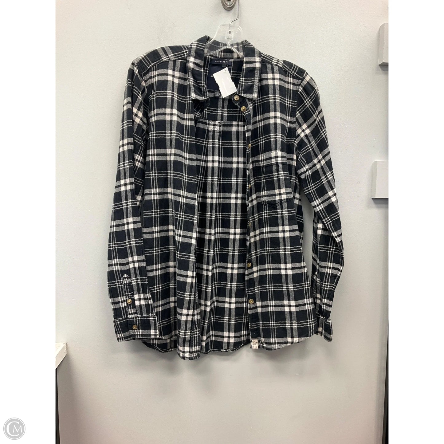 Top Long Sleeve By American Eagle In Plaid Pattern, Size: M